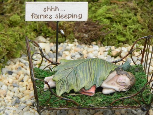 Fairy sleeping miniature garden figurine by The Little Hedgerow