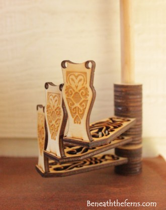 Miniature owl spiral staircase laser dollhouse castle