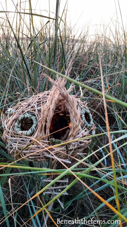 Fairy house ocean woven beach sculpture by Beneath the ferns