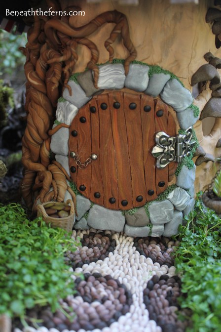 Hobbit house door Fairy house fairy garden miniatures at beneaththeferns.w... #Fairyhouse #fairygarden #miniature #beneaththeferns
